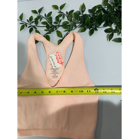 Free People Movement Peach Ribbed Racerback Crop Top S - Picture 10 of 13